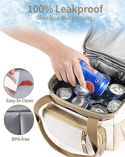 Miniatura 7 de LOKASS Bolsa de almuerzo para mujereshombres de trabajo, lonchera expandible de doble cubierta de 16 L, bolsa enfriadora impermeable a prueba de
