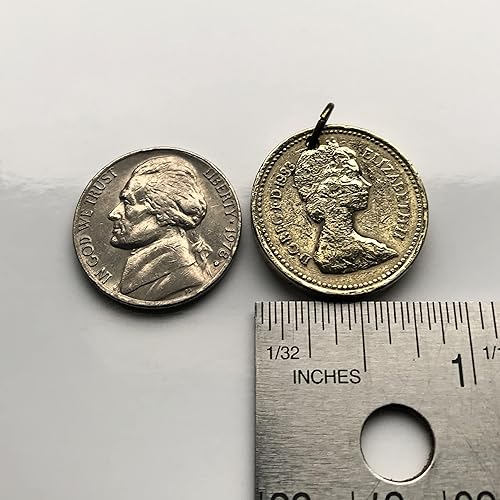 Miniatura 7 de 1993 Reino Unido Gran Bretaña 1 libra colgante de moneda Armas británicas León inglés Escocés Unicornio de plata escocés Tudor rosa Cardo trébol