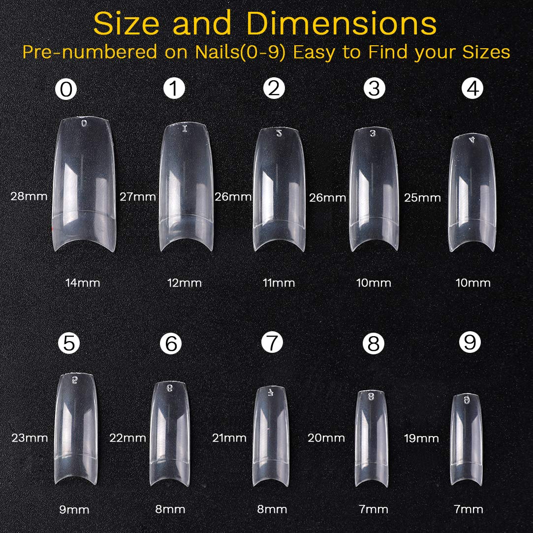 Makartt 500pcs French Nails Tips Press on Nails Clear False Nails Acrylic Nails 10 Sizes for Nail Salons and DIY Nail Art A-06