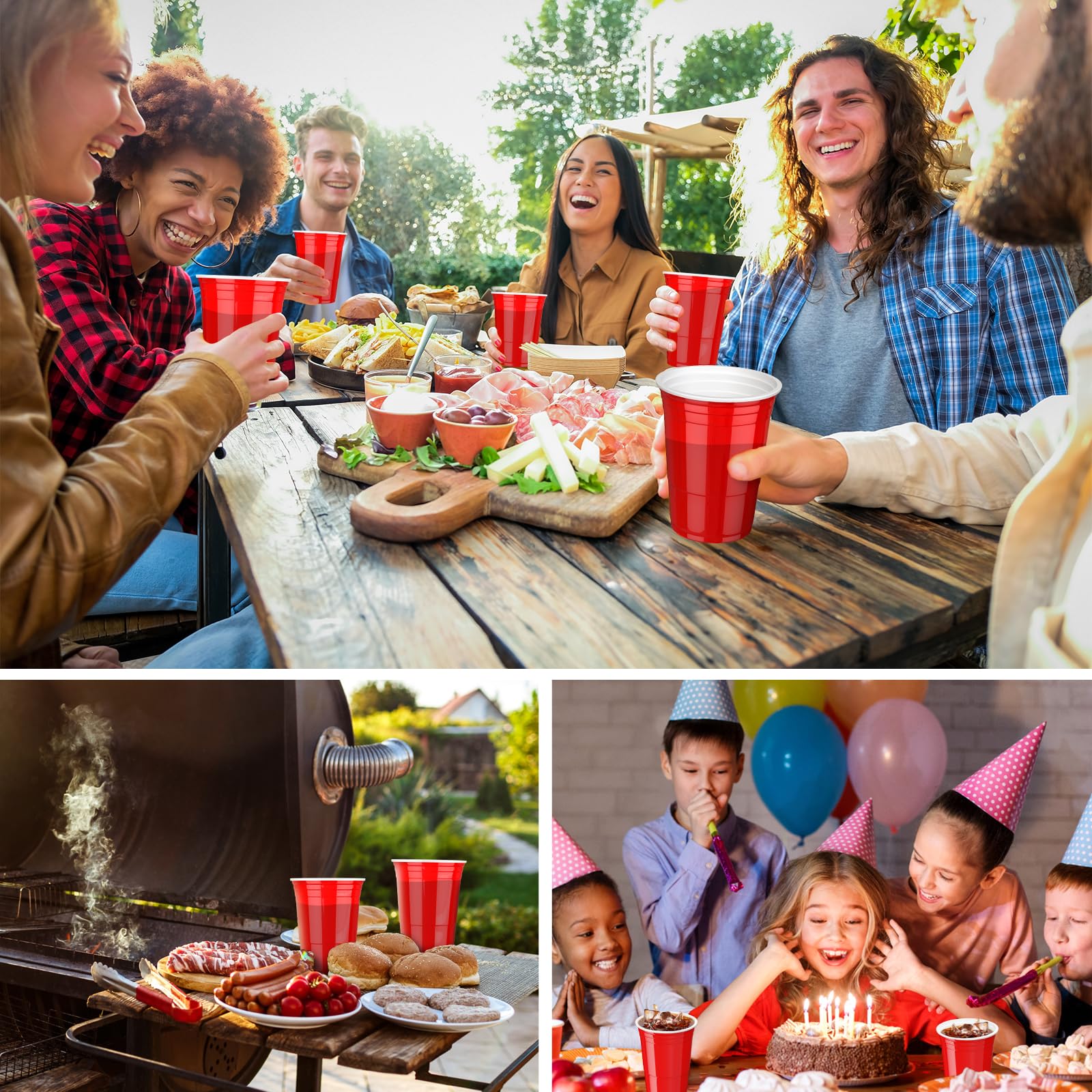 AOLUXLM Plastikbecher Set, 50 Stück Original American Red Cups, Spülmaschinengeeignet Partybecher 16oz 473ml Rote Becher Mehrwegbecher für Party Geburtstag Hochzeit