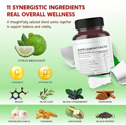 Miniatura 4 de Bergamota cítrica 7500 mg canela 6000 mg Chokeberry negro 6000 mg cúrcuma 2500 mg - Apoyo general para el bienestar - Fabricado en Estados Unidos