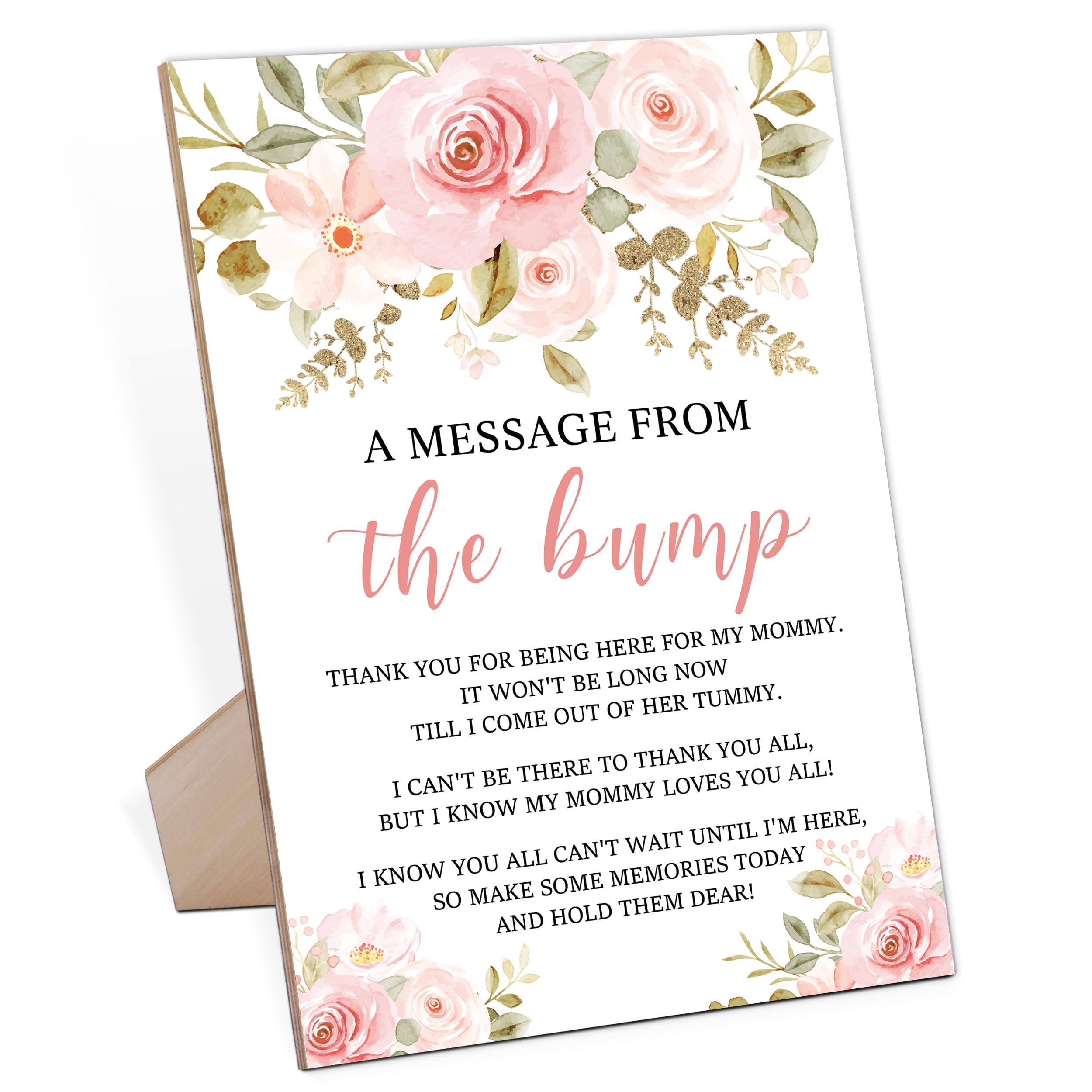 Boho Flower Baby Shower Game Sign With Stand - Welcome Message From The Bump, Table Decoration, Gender Reveal Ideas, Party Supplies