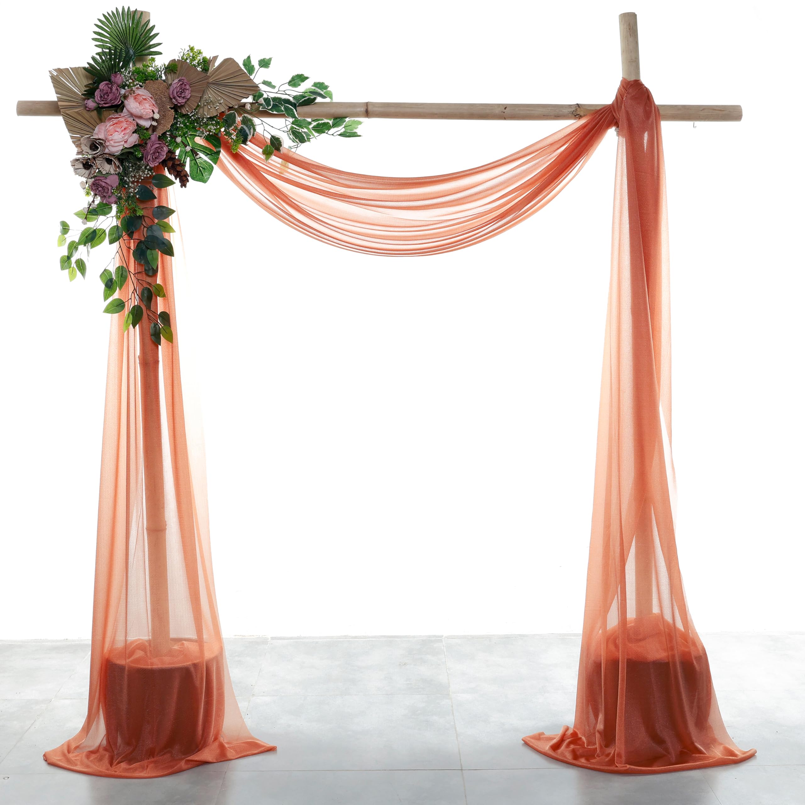 VDS Pack of 1 Panel (30 Inch X 20 Feet) Wedding Arch Draping Fabric Sheer Chiffon Fabric Drapery for Wedding Ceremony Reception Swag Backdrop Canopy Chuppah ARBO Altars Decoration (Terracotta) — image 1