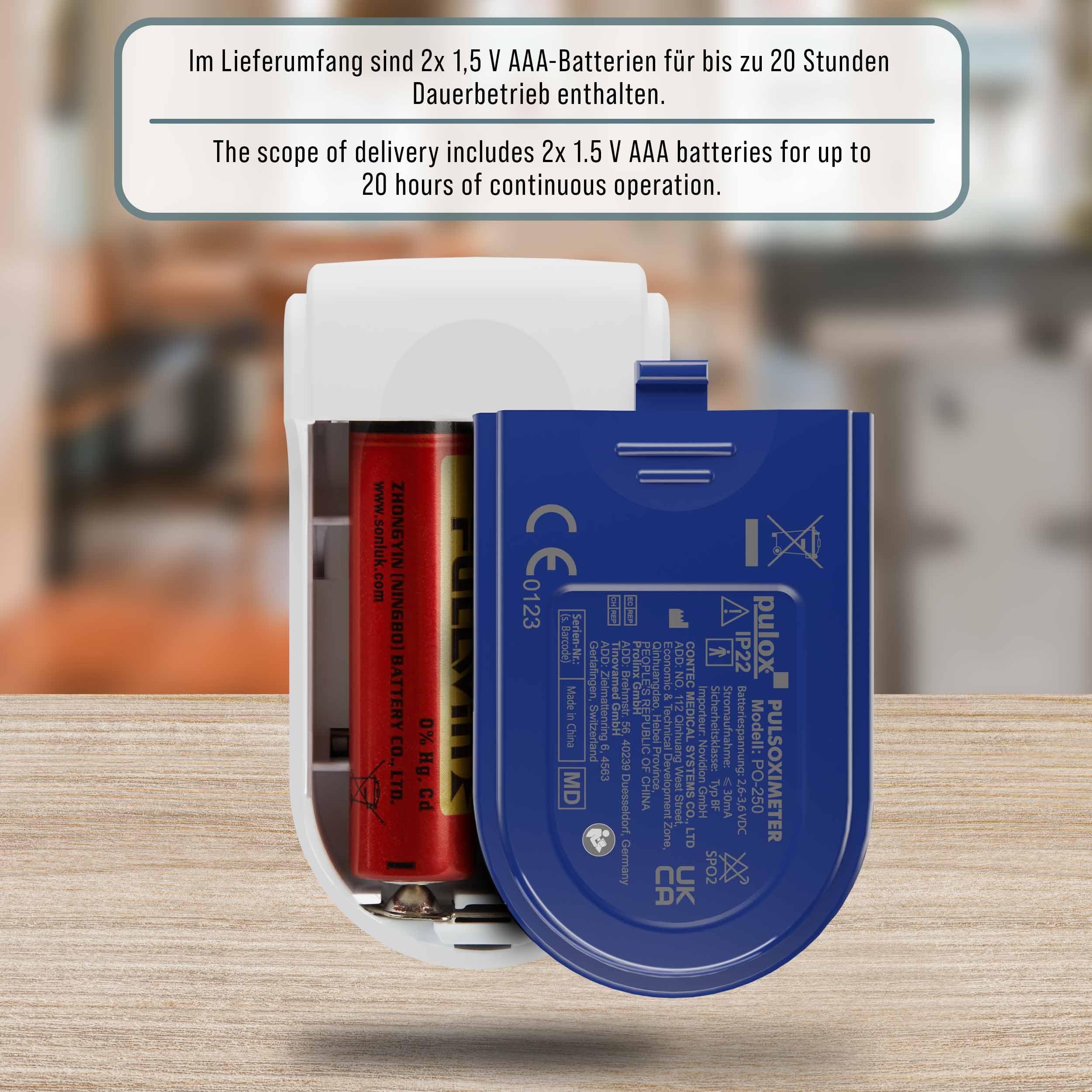 Pulox PO-250 Pulsoximeter mit LCD-Farbdisplay, Alarm & Software | Inklusive Batterien zur mobilen Messwertkontrolle, Datenauswertung bequem per PC-Anwendung möglich