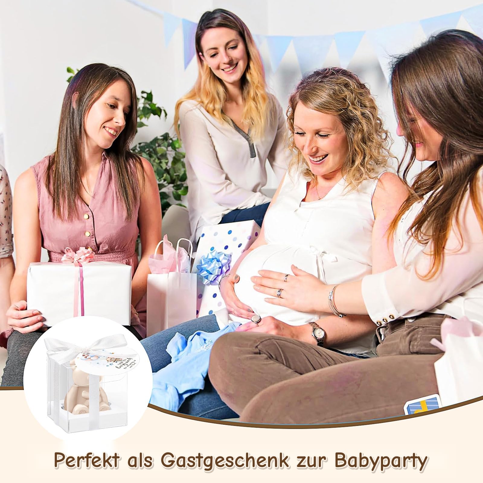 36 Stück Bären Seife Babyparty Gastgeschenke, Mini Baby Shower Bärenseife mit Geschenkbox Dankeskarten, Kleine Duftend Seife für Jungen Mädchen Gender Reveal Taufe Gäste Mitgebsel, Weiß & Braun