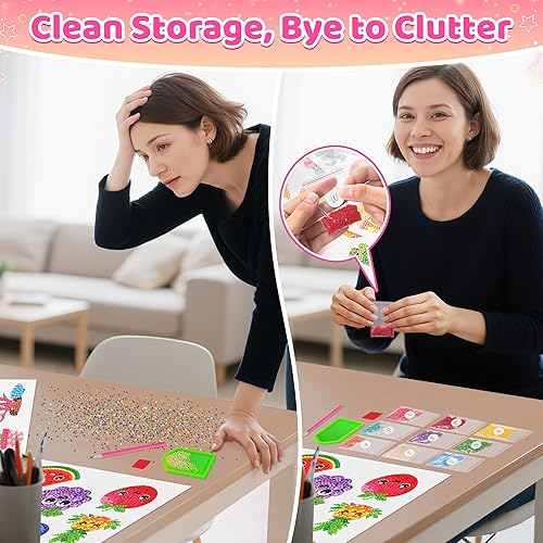 Miniatura 7 de sinceroduct 60 calcomanías de arte de diamantes 5D para niños, 6 diseños temáticos, kits de arte de diamantes y pintura de diamantes para niños,