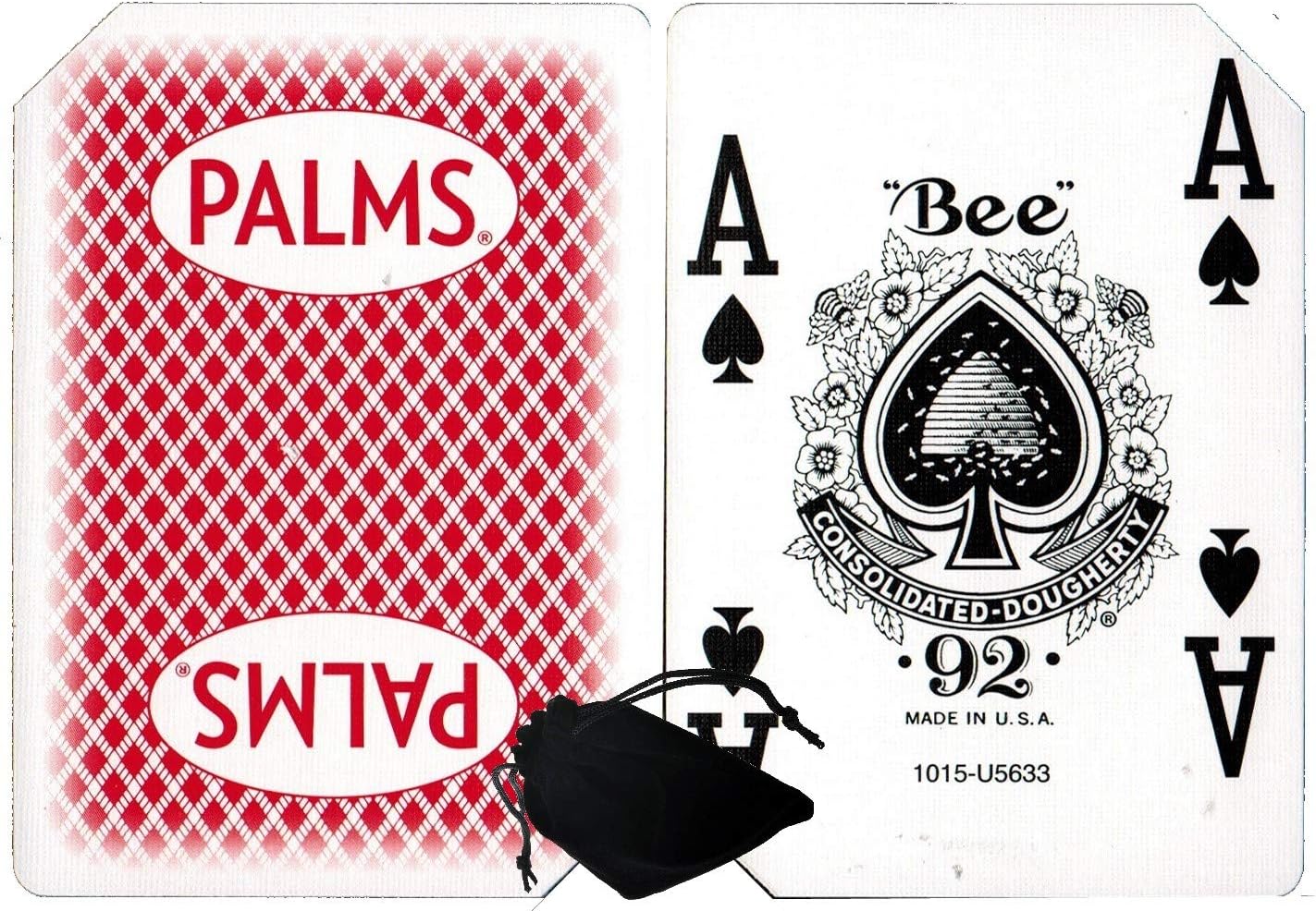 Cyber-Deals Wide Selection of LAS Vegas Downtown/Off-Strip Casino Table-Played Authentic Playing Card Decks with Black Velvet Cloth Pouch Bag (Palms (Red))