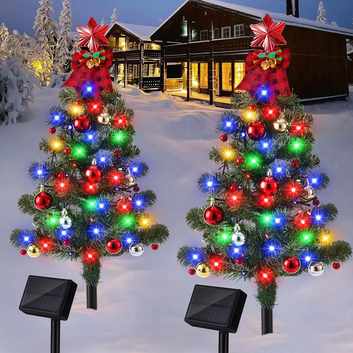 Solar Christmas Tree Garden Stake Lights, 136LED Christmas Solar Lights