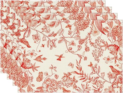 Miniatura 9 de Artoid Mode Juego de 6 manteles individuales de primavera con diseño de flores de hortensias, 12 x 18 pulgadas, para decoración de fiestas, cocina,