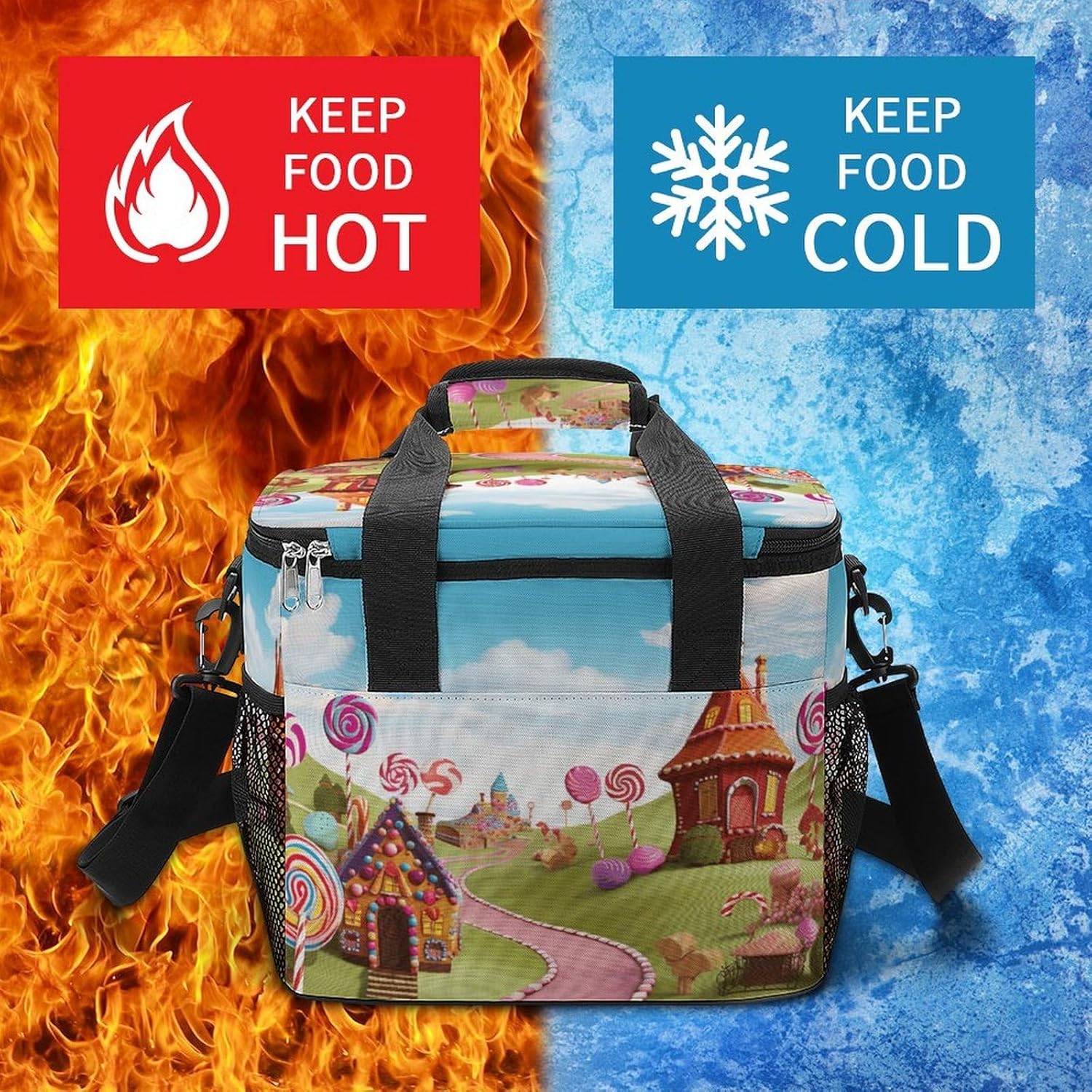 Candy Cooler Bag Portable Insulated Lunch Bags Leakproof Ice Chest Large Capacity Soft Cooler Tote for Picnic Camping Work Travel Keep Food Drinks Fresh 22.5L