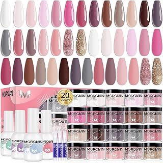 Dip Powder Nail Kit: 27PCS 20 Colors Starter Set With Dip Powder Liquid Set for Nail Art DIY at Home