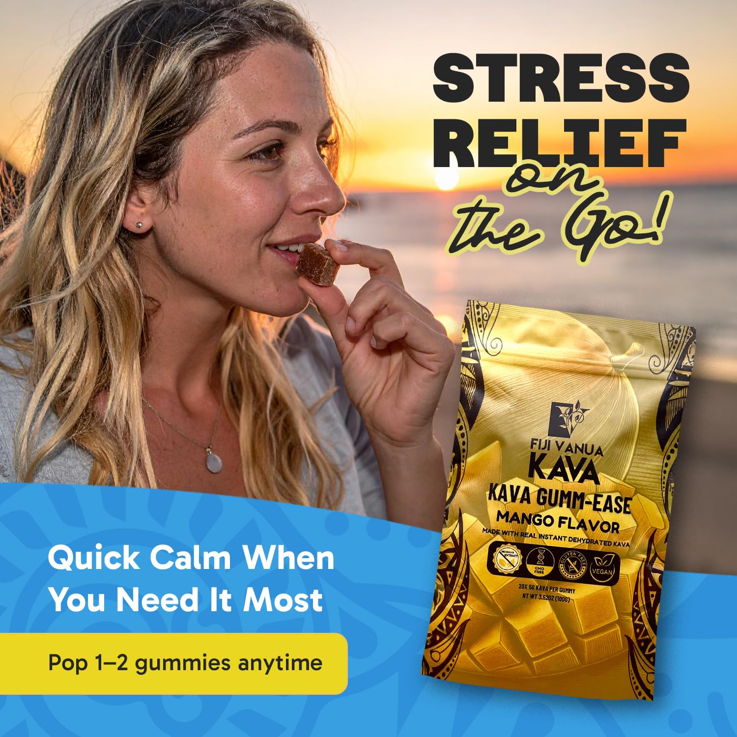 GUMM-Ease Mango Kava Gummies, Instant Kava, Stress Relief, Non-GMO, 20 Ct — Amazon image 4