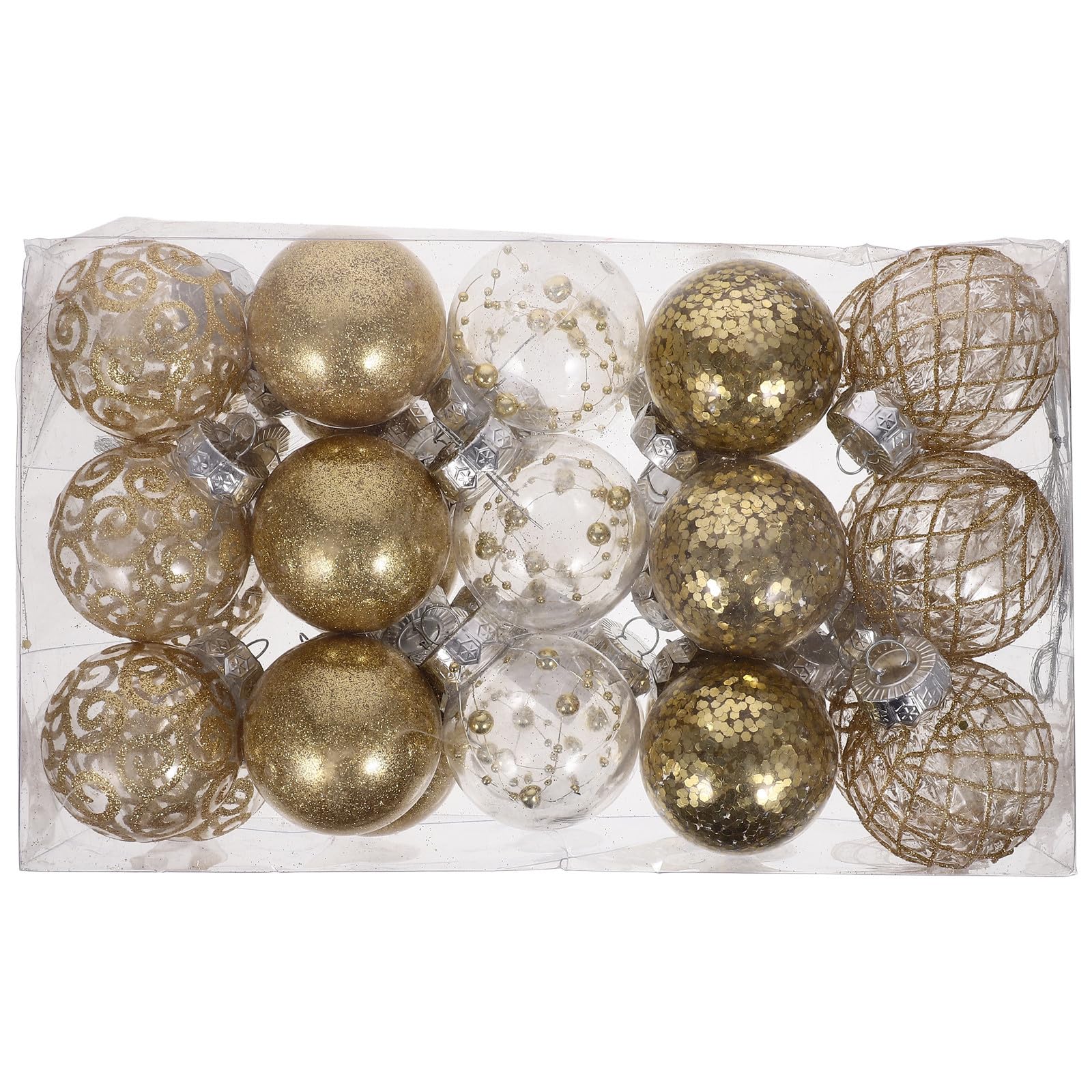 Toyvian 60 Pièces Boules de Noël Suspendues en Plastique pour Sapin, | Réutilisables et Faciles à Accrocher, Usage Arbre de Noël, Fête Familiale ou Mariage, Lot Décoratif