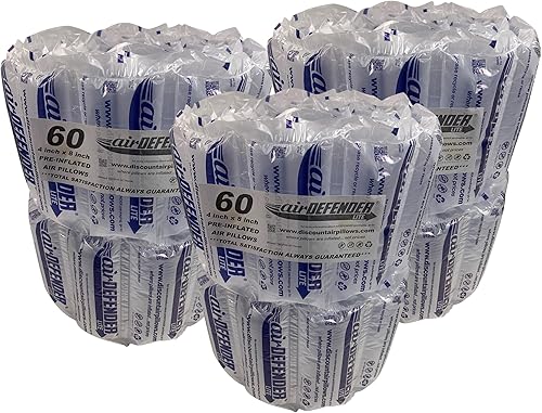 165 almohadas de aire airDEFENDER de 4 x 8 pulgadas de 20 galones, 2.66 pies cúbicos, relleno vacío, paquete de embalaje de embalaje