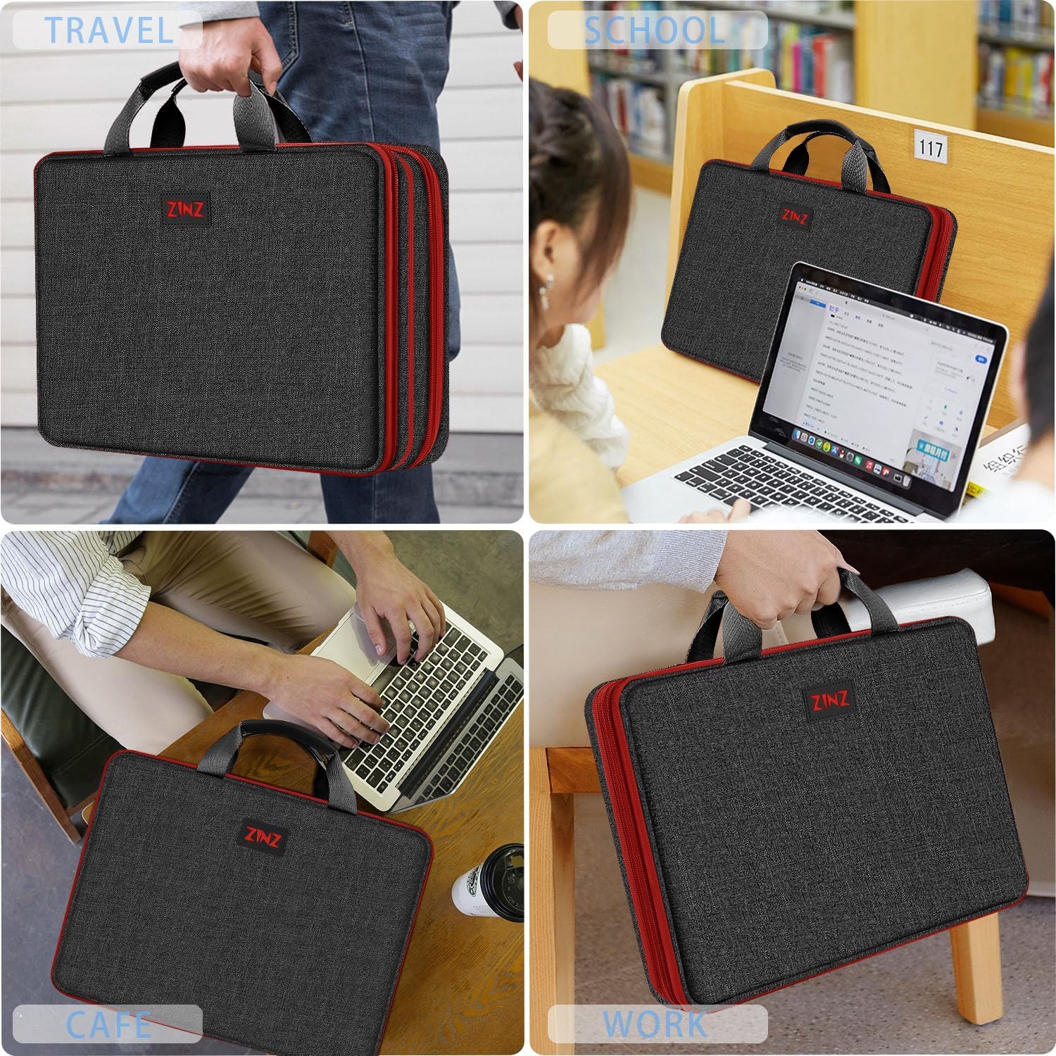 ZINZ Slim Expandable Laptop Case 15.6 Inch Sleeve Upgraded Protective Durable Recycled Carrying Case Compatible with MacBook 15" & 16" and Most 15" 15.6" 16" Notebook,B01K02 - Image 6