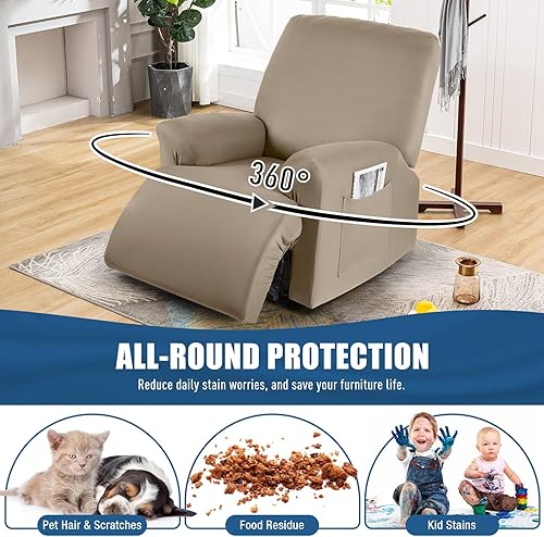 Miniatura 6 de TAOCOCO Fundas para sillas reclinables, tela de poliéster elástico, 3 piezas para sillones reclinables grandes, suaves, transpirables y respetuosos