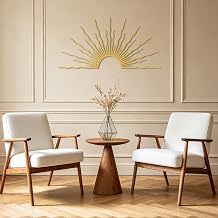 YATEASLU Gold Metal Sun Wall Art - Geometric Curved