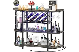 Unikito Freestanding Wall Dining Table with Glass Holder and Wine Storage