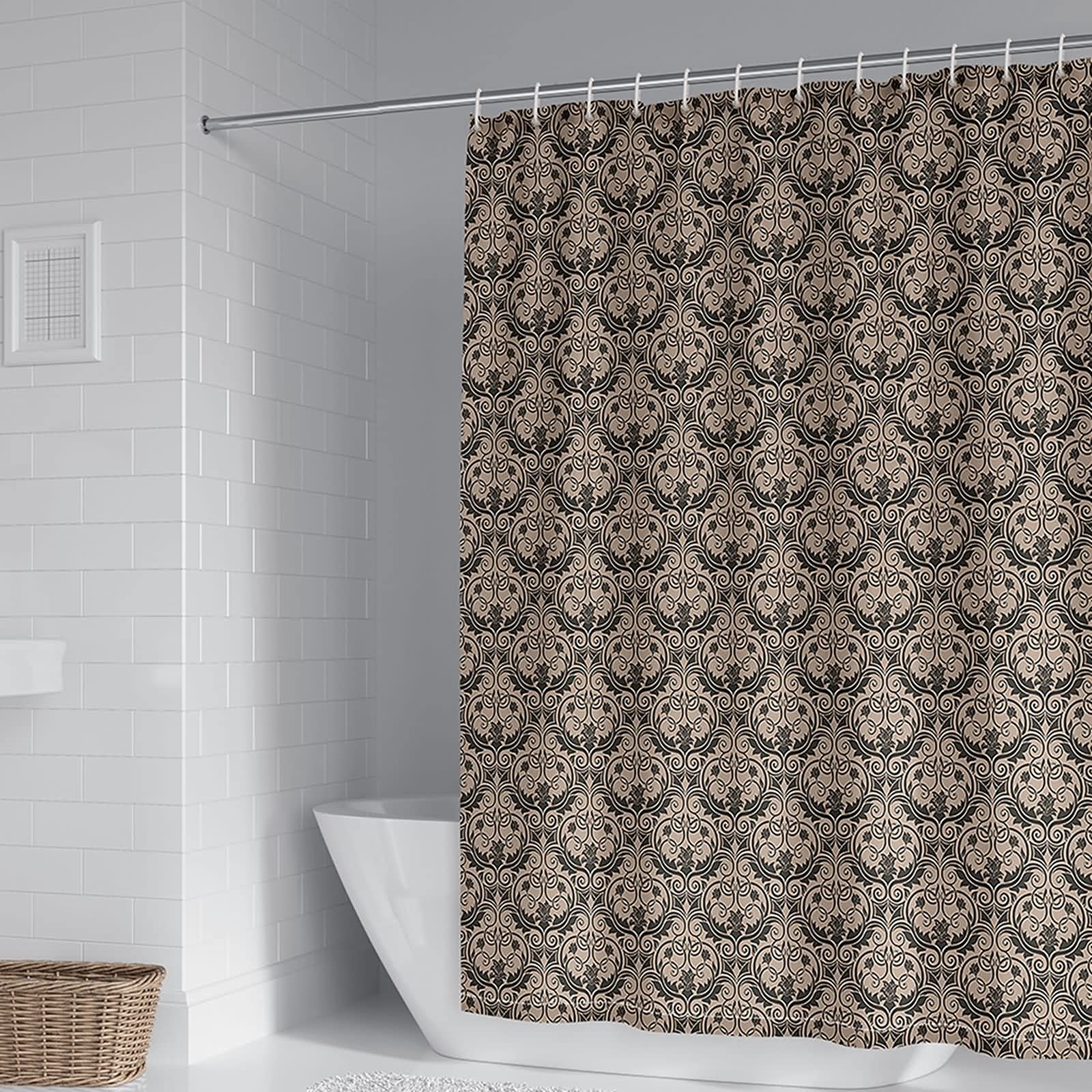 Rideau de douche 180x200cm en polyester rétro fleuri KnSam