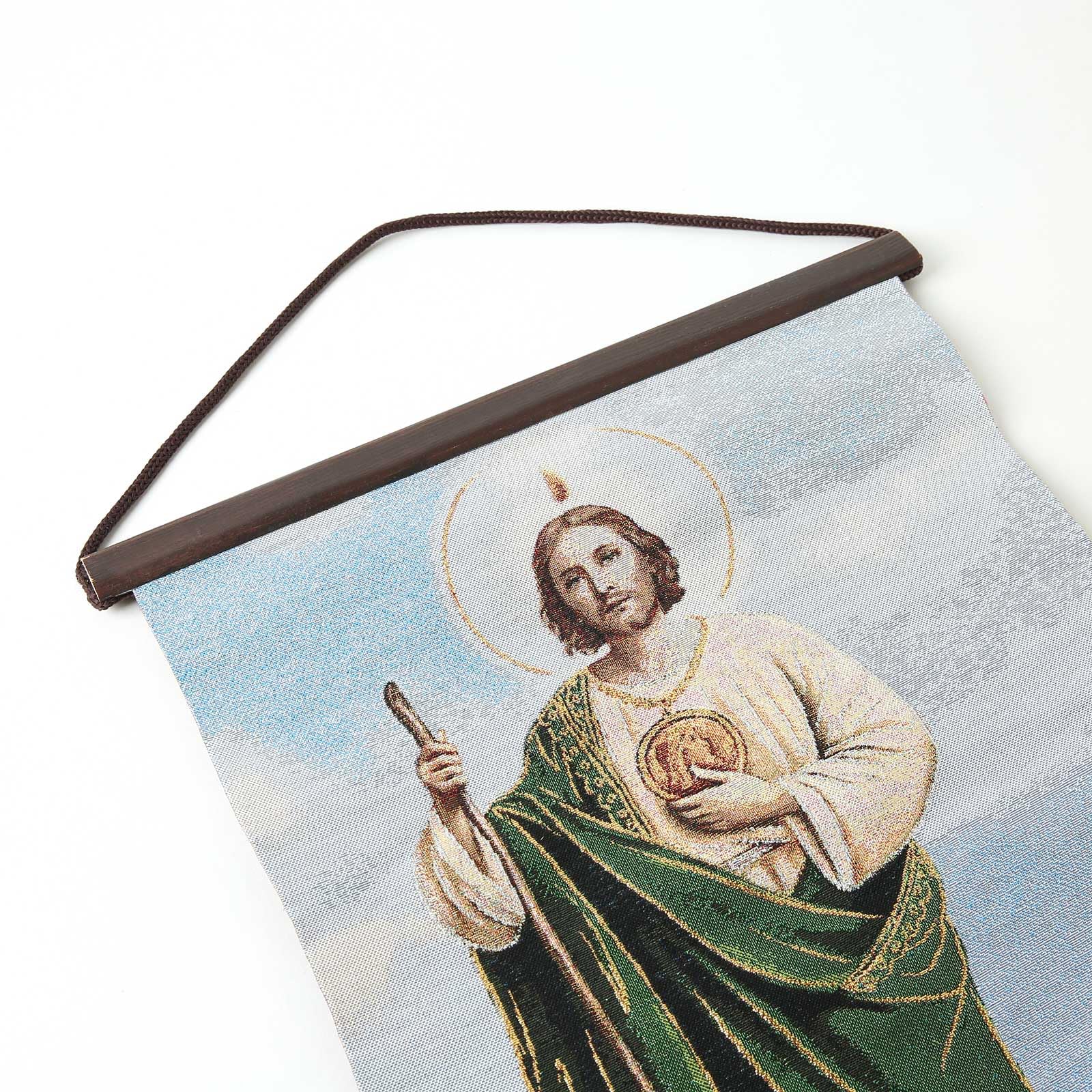 HZMAN Saint Jude Painting Retro Handmade Weave Wall Art Decor Holy Thaddaeus Christ Aesthetic Picture for Living Room Bedroom Wood Framed 17x12 inch - Image 3