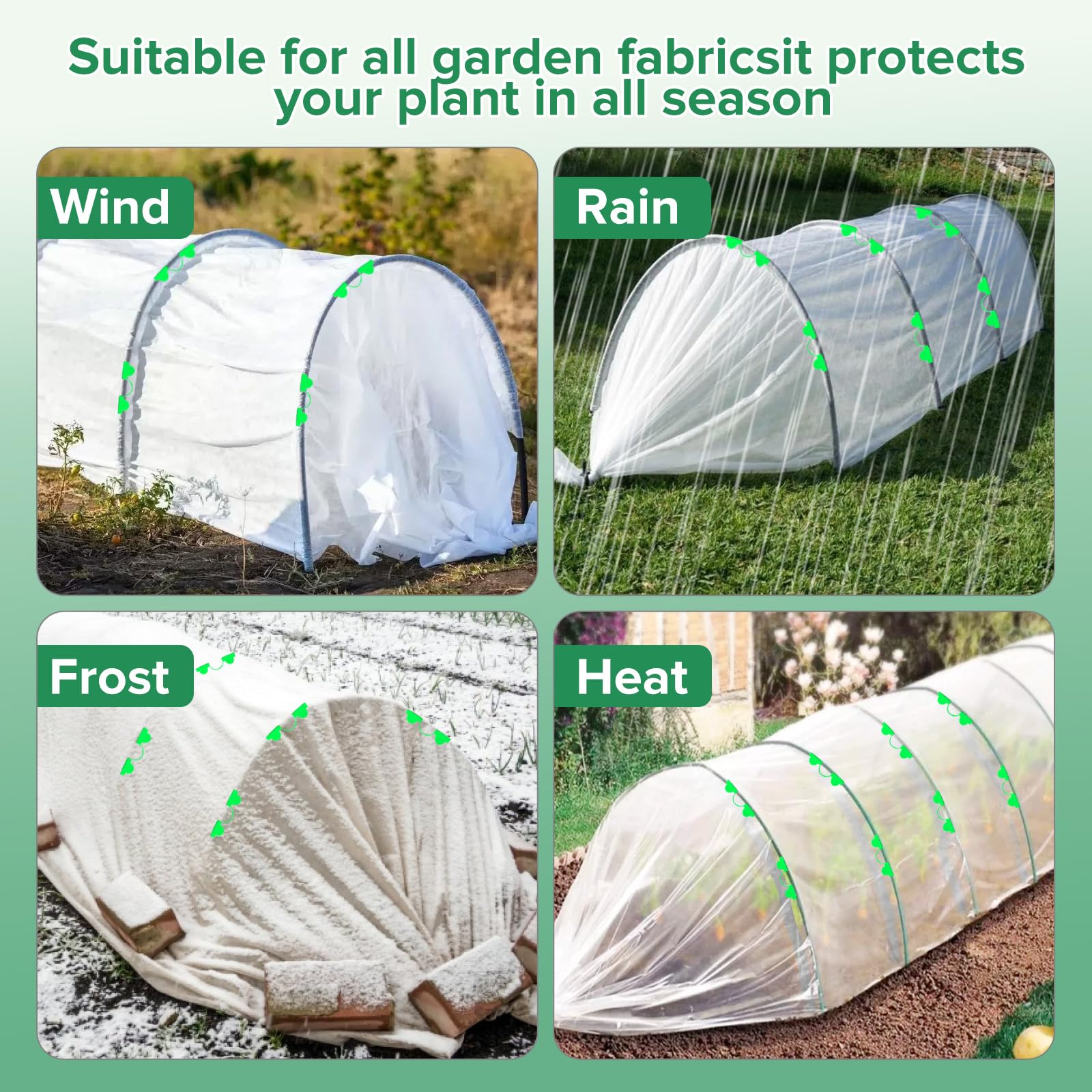 50 Pièces Arceau pour Serre Tunnel, 41CM Support d’arceaux de Jardin Ajustable en Fibre de Verre Antirouille, Pépinière de Légumes avec Arceau de Jardin Arceaux de Jardin, Jardin pour Filet
