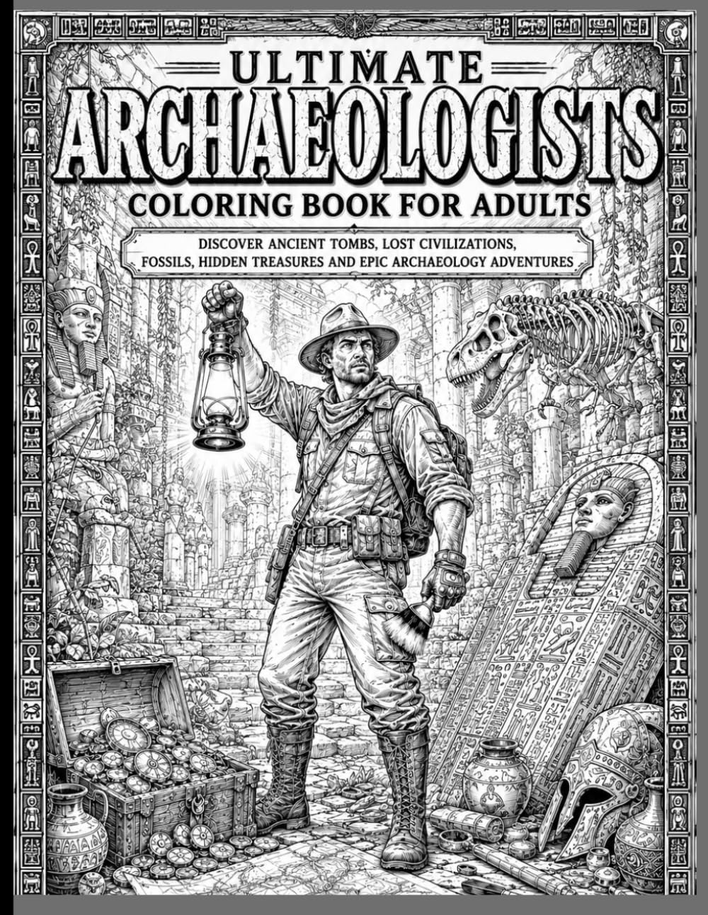 Ultimate Archaeologists Coloring Book for Adults: Discover Ancient Tombs, Lost Civilizations, Fossils, Hidden Treasures and Epic Archaeology Adventures
