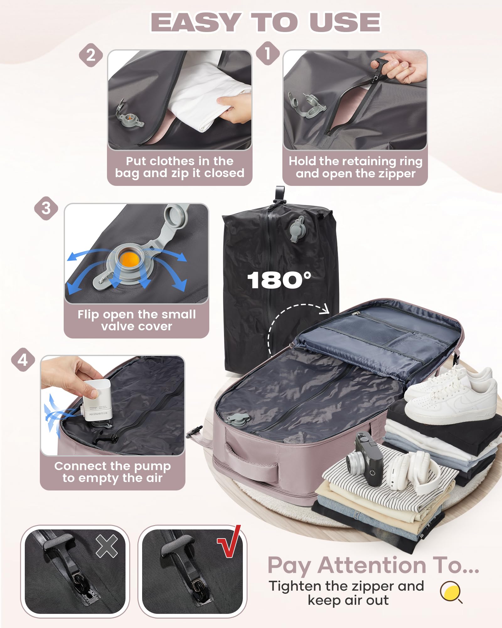 SZLX Zaino A Vuoto Con Pompa Donna, Zaino Ryanair 40x30x20 Sottovuoto Zaino da Viaggio Ryanair Wizzair, Ryanair Viaggio Ruscksack Dimensione Cabina Con Pompa Impermeabile Uomo Valigia A Vuoto