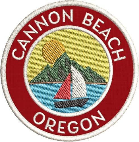 Parche bordado de Oregon para planchar o coser, aplique bordado, color rojo, náutico, mar, océano, criaturas, playa, divertido, novedoso, emblema de