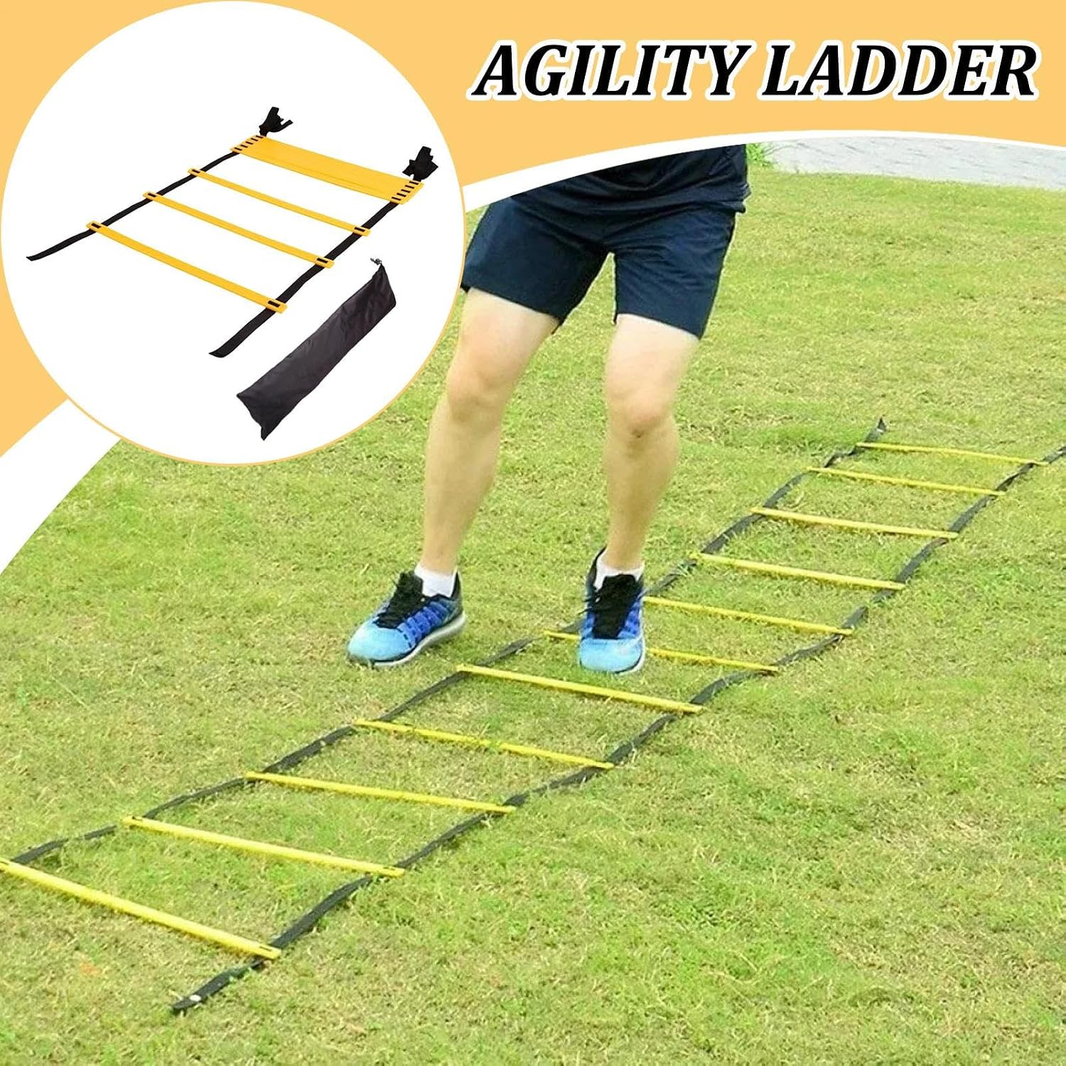 Agility Ladder - Football Speed Training Equipment with Instant Set-Up Design, Durable Ladder with Storage Bag Included, Perfect Exerciser for Sports Tennis Hockey Badminton Soccer Basketball Drills