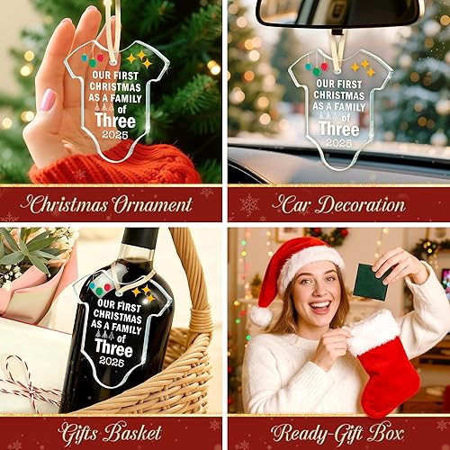 Miniatura 7 de Regalos para la familia adorno de cristal para bebé, recuerdo de vacaciones para nuevos padres, regalo perfecto de Navidad o Año Nuevo para familia