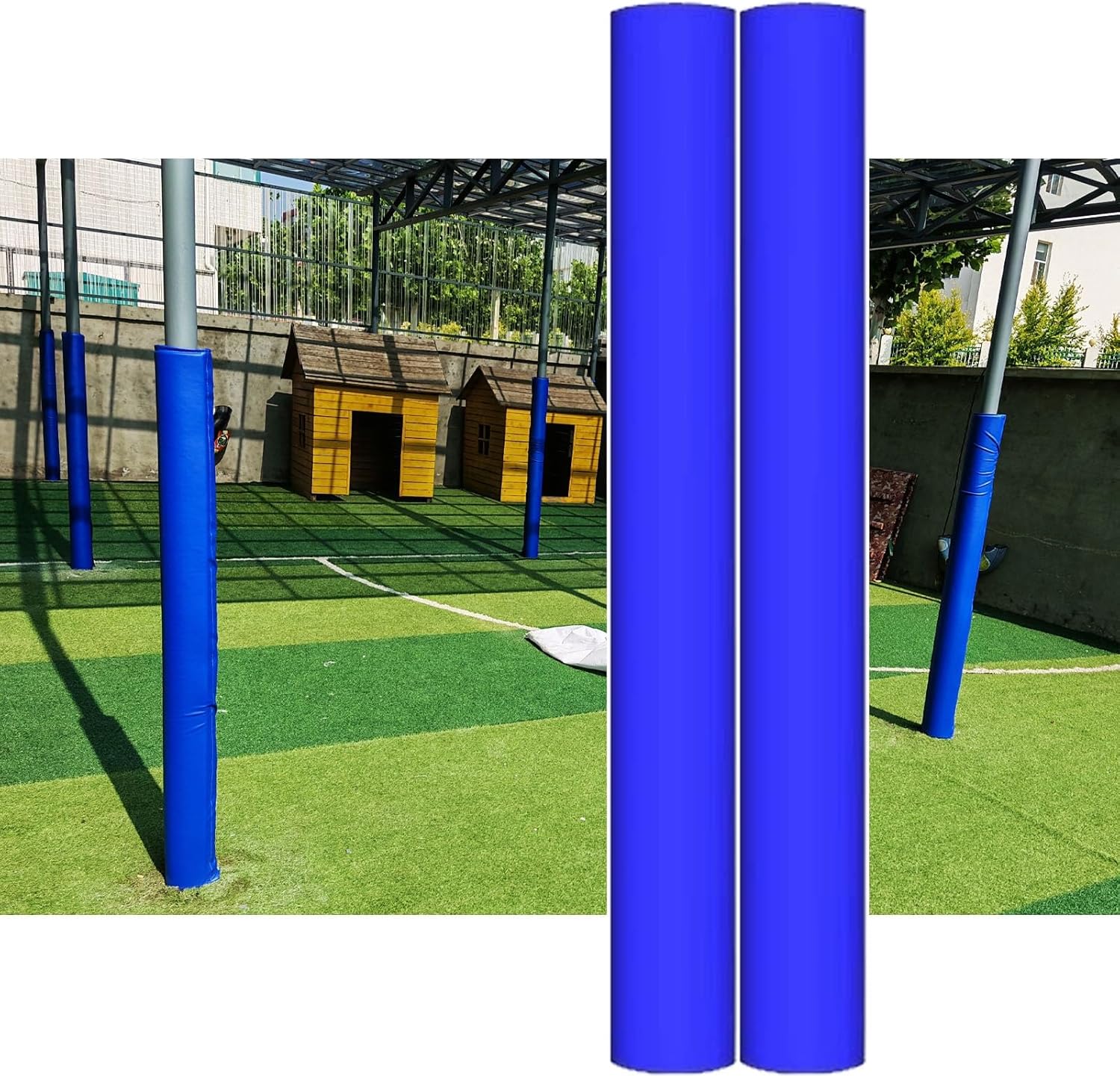 6 Ft Round Pole Padding 2 Pack - Waterproof Foam Protector Wrap for Basketball Goals, Garage & Basement - Blue, 7" Diameter - Durable Outdoor Safety Padding for Enha