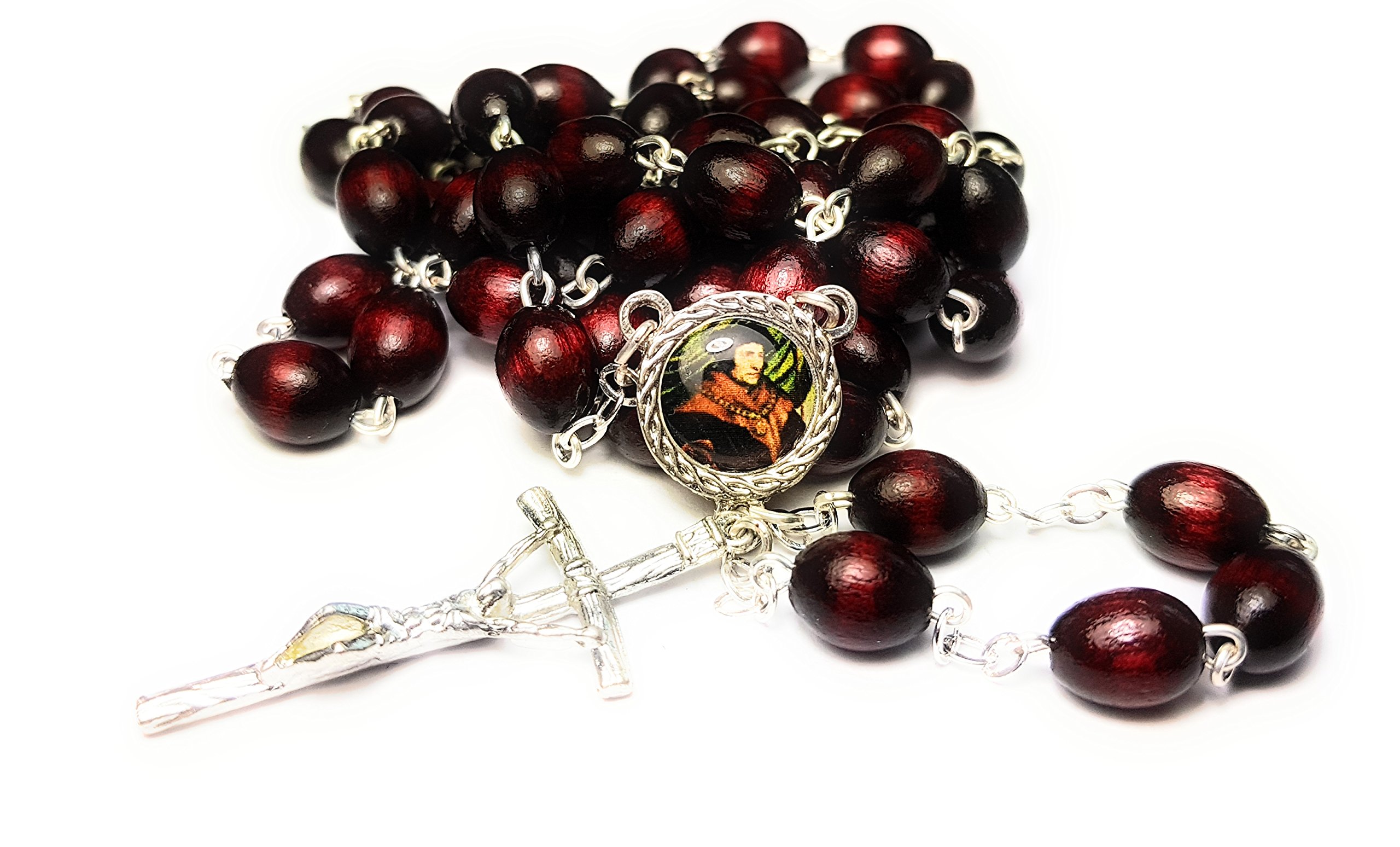 relic rosary 3rd Class Thomas More Patron Adopted Children Civil Servants Court Clerks Difficult Marriages Large Families Lawyers Politicians Statesmen stepparents widowers Santo Tomás Moro (Cherry)