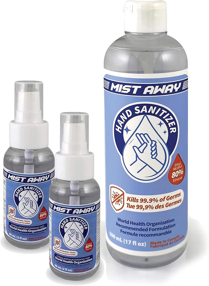 Mist Away UNSCENTED Family Pack Hand Sanitizer Liquid Spray