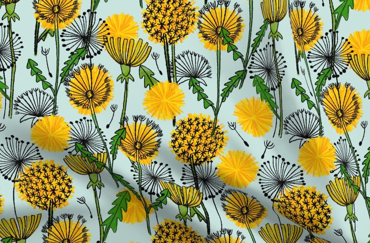 Spoonflower Fabric - Midcentury Dandelions Floral Garden Botanical Printed on Minky Fabric by The Yard - Sewing Baby Blankets Quilt Backing Plush