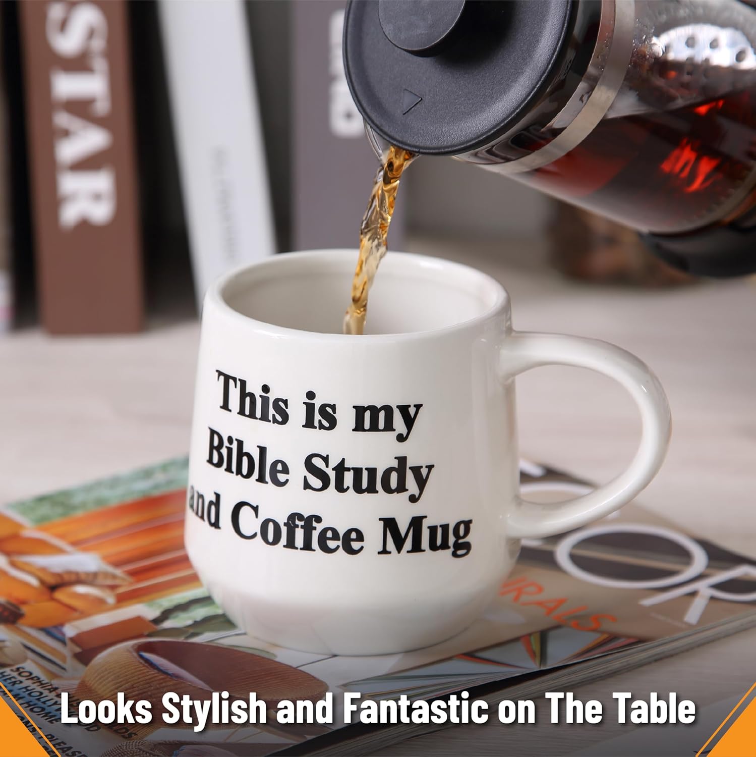 Mr. Pen- Christian Coffee Mugs for Women & Men, 15 oz, White with Bible Theme Design, Christian Mugs for Women, Coffee Cup Ceramic, Microwave Safe