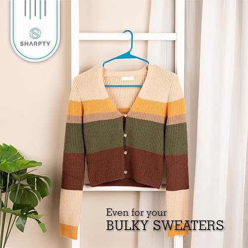 Vista 6 de Sharpty Perchas de plástico para ropa, armario, abrigos y camisas, con muescas, duraderas, gruesas, resistentes y ahorran espacio, para uso diario