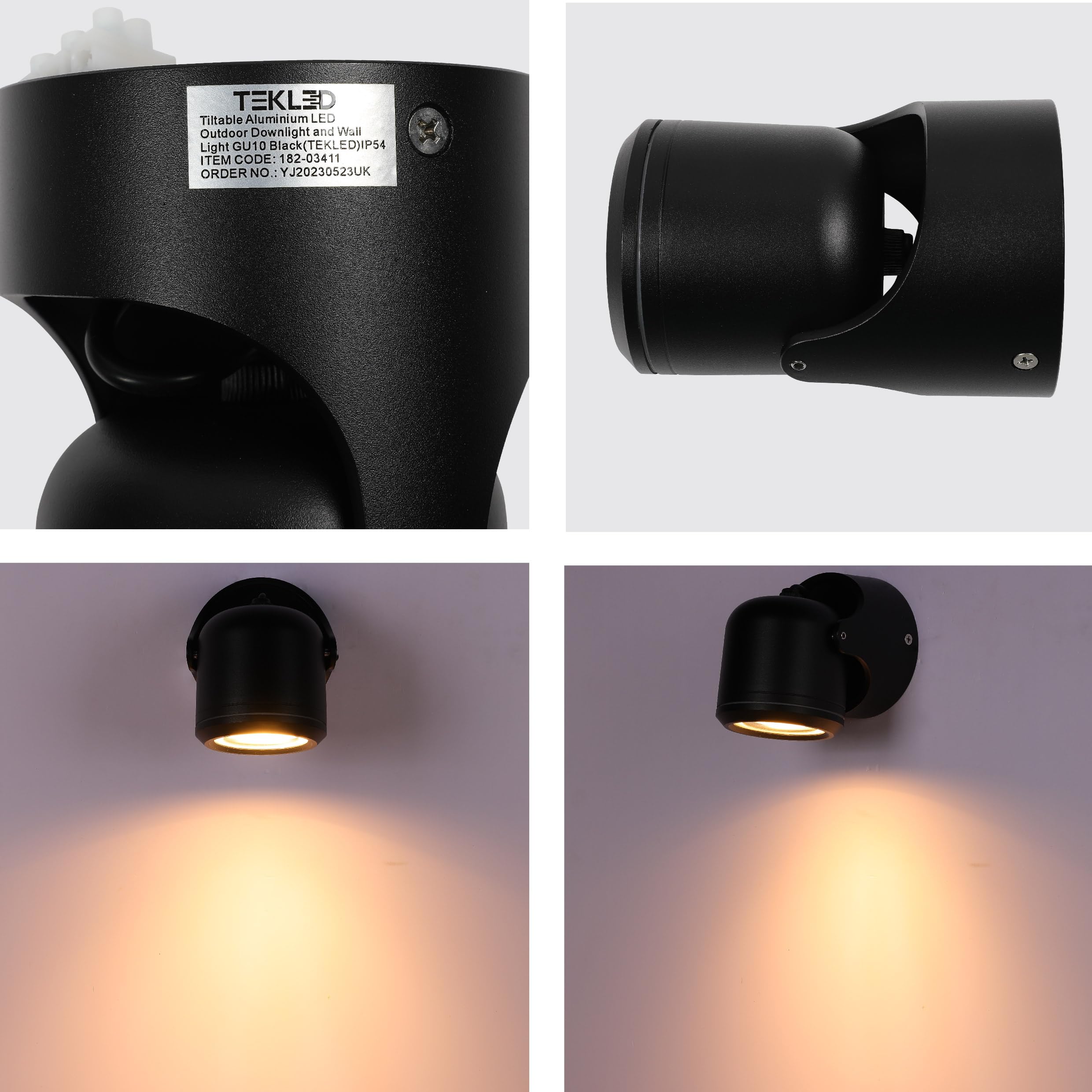 TEKLED Up Down Tiltable Black Outdoor Wall Light, 1 Lamp - Image 4