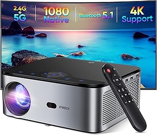 Projector withWiFi and Bluetooth Native 1080P 500 ANSI Full HD Portable Projector for Home Theater Gaming,Compatible with iOS/Android/TV Stick/PS4/HDMI/USB/PPT