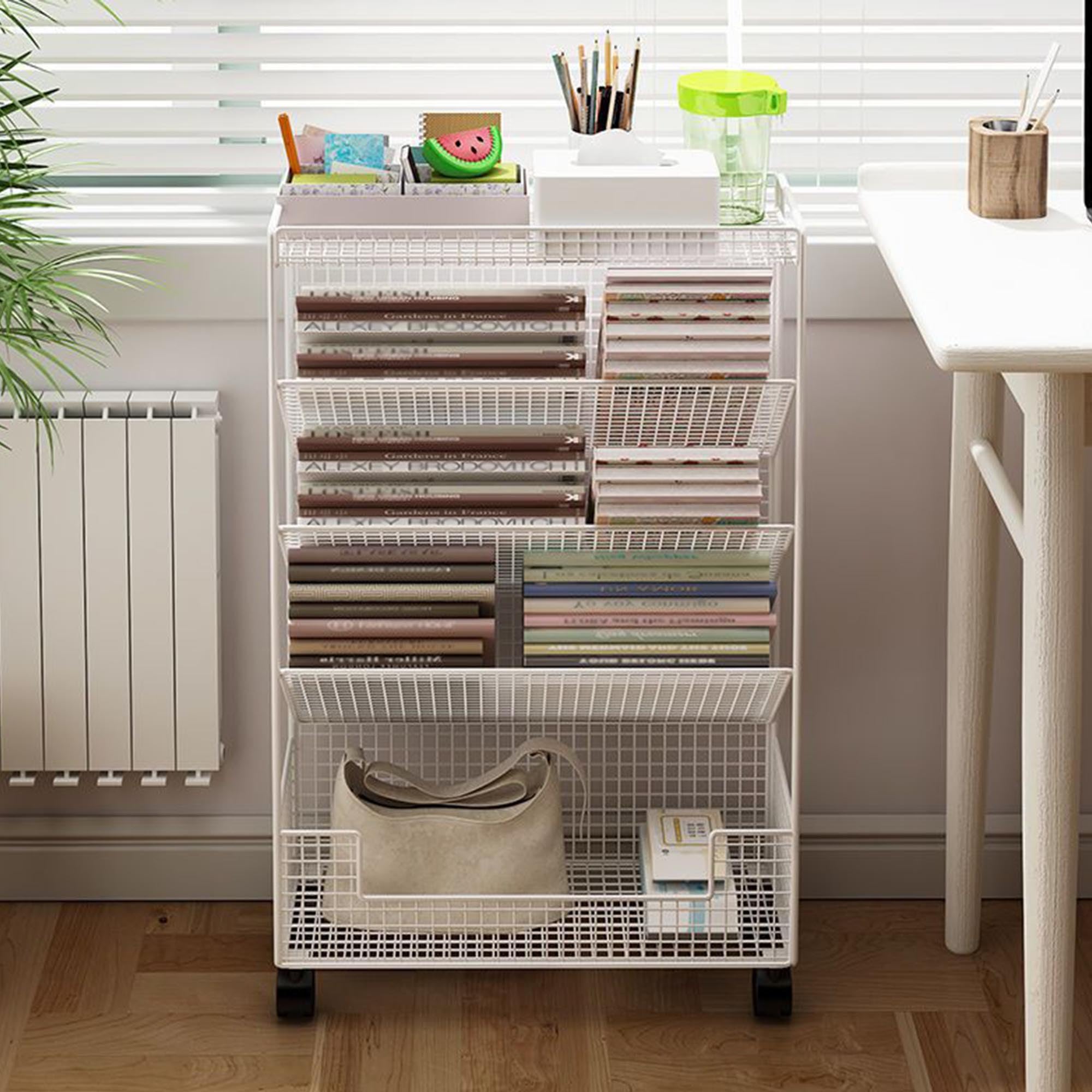 Amazon.com: Book Shelf, Mobile Bookshelf with Wheels, 4-Layer