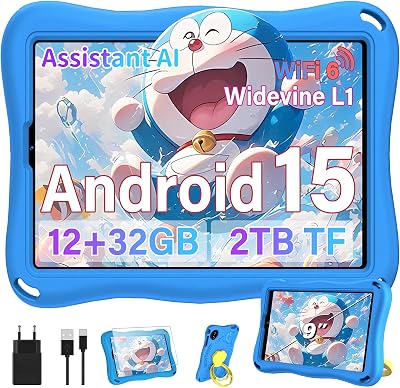 Tablet Android 15 Tablet 9 Pollici, 32GB ROM (TF 2TB), Octa-Core, Widevine L1, GMS, 5G+2.4G WiFi 6, 5 + 8 MP, 1340 * 800 Pixel, 5000mAh, Bluetooth 5.0, Control parentale, Eva – Blu