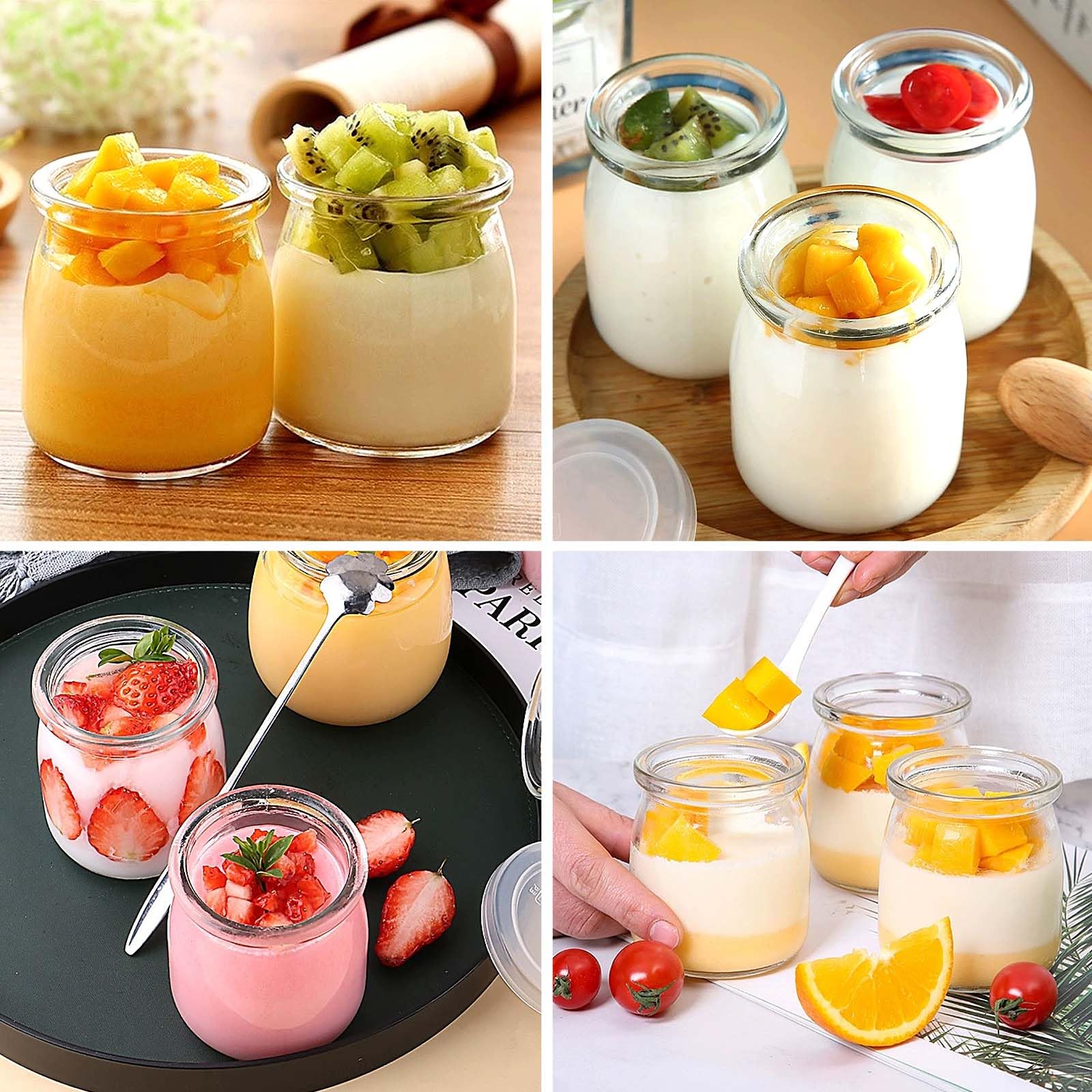 YlYADl 24 Stück 100ml Kleine Glasflaschen,Joghurtgläser mit deckel,Pudding Gläser,Mehrzweck Nachtisch Gläser für Marmelade,Joghurttopf aus Glas für Hochzeitsgeschenke, Partys, Gewürze & Marmelade