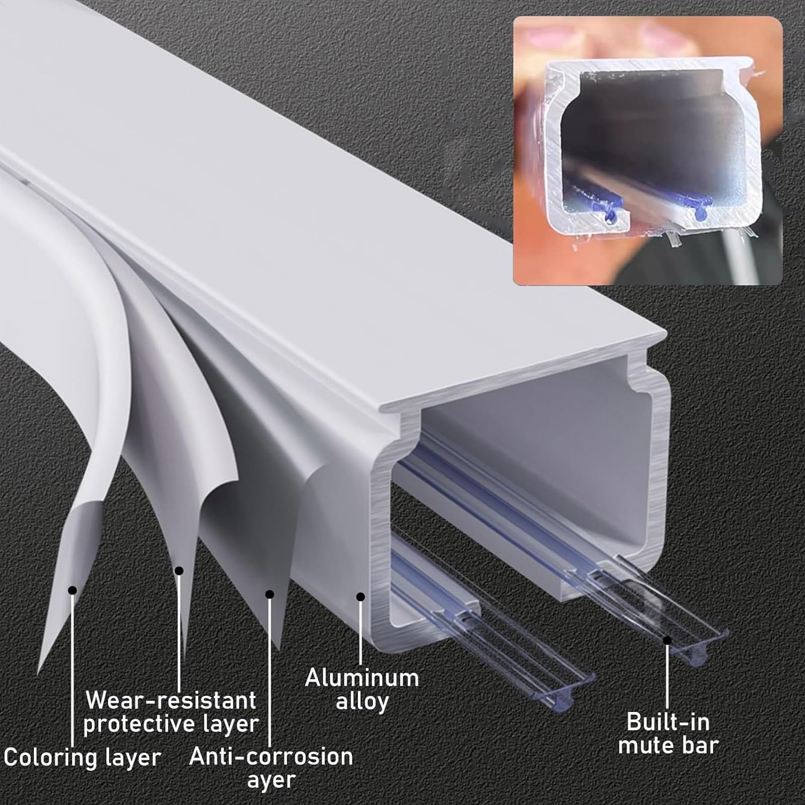 Barras divisoras de pared para techo de aluminio pesado para sala de estar, dormitorio, ducha, 100-600 cm (blanco, 1,8 m / 5.9ft)
