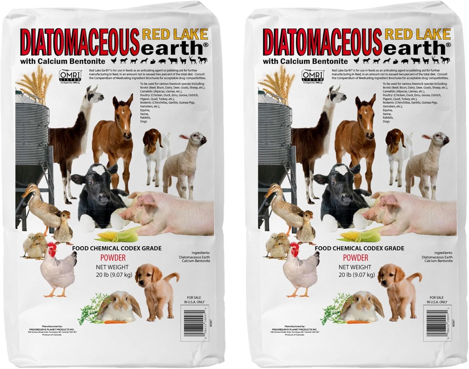 Progressive Planet Red Lake Earth Animal Feed Additive, 20lbs (Pack of 2) – Natural Diatomaceous Earth with Calcium Bentonite for Livestock – Prevents Caking, Improves Feed Flow & Maintains Fresh Feed
