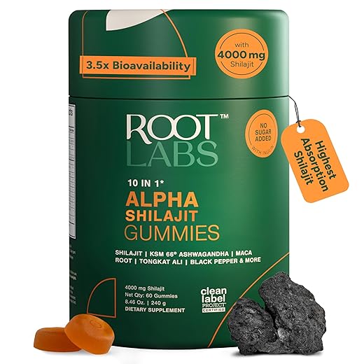 10-in-1 Alpha Shilajit Gummies | 4000 mg Pure Himalayan Shilajit with Tongkat Ali & Maca Root | for Men & Women | ShilAbsorb Bioavailability Tech | Sugar-Free, Vegan | 60 Gummies