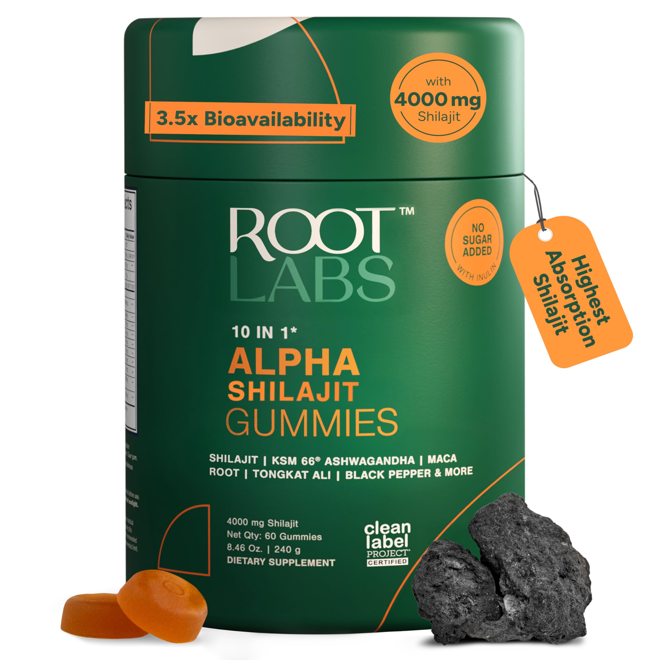 10-in-1 Alpha Shilajit Gummies | 4000 mg Pure Himalayan Shilajit, Tongkat Ali, Maca Root, 75% Fulvic Acid | ShilAbsorb Bioavailability Tech | Sugar-Free Vegan, 85+ Trace Minerals | 60 Pack