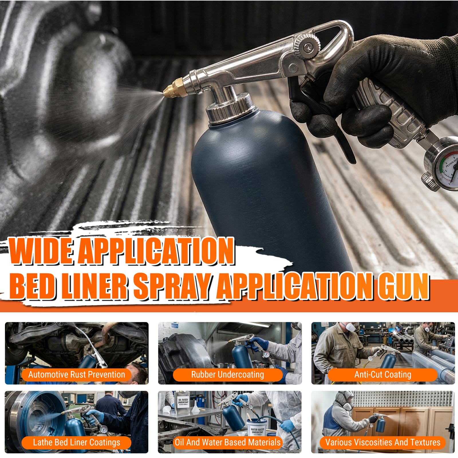 Unterbodenschutz Pistole Druckluft Mit Schlauch,Druckbecherpistole Unterbodenschutz SprüHpistole,Unterbodenschutzpistole FarbsprüHpistole Spritzpistole Unterbodenpistole FüR Lkw Bettlinerbeschichtung
