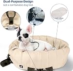 Sytopia Dog Carrier for Medium Dogs, Travel Purse for Dogs Up to 15 Lbs with Poop Bag Holder, Dog Collar Clip, Double-Sided Pad, Adjustable Leash, Waterproof Washable Bag, Cream Beige