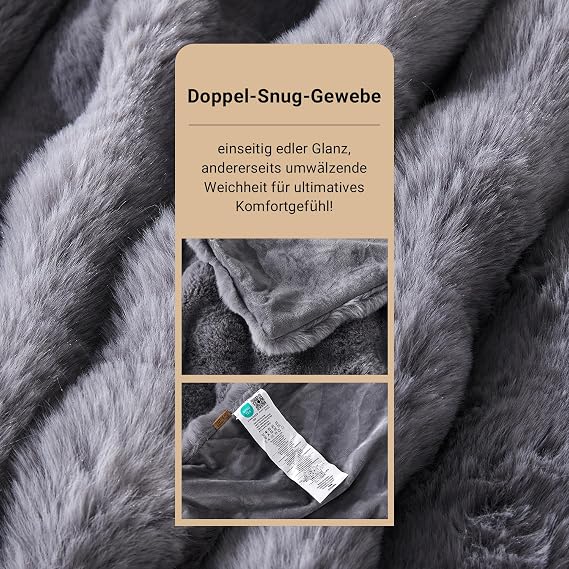 SAPHREAS Cuddly Blanket Fluffy Furry Bubble Faux Fur Blanket Oeko-Tex Certified Thick & Warm Sofa Blanket for Bed Couch Bedroom Decoration Plush Blanket Grey 130 x 150 cm