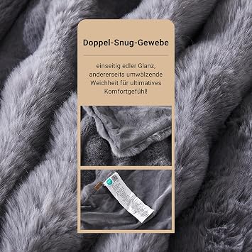 SAPHREAS Cuddly Blanket Fluffy Furry Bubble Faux Fur Blanket Oeko-Tex Certified Thick & Warm Sofa Blanket for Bed Couch Bedroom Decoration Plush Blanket Grey 130 x 150 cm