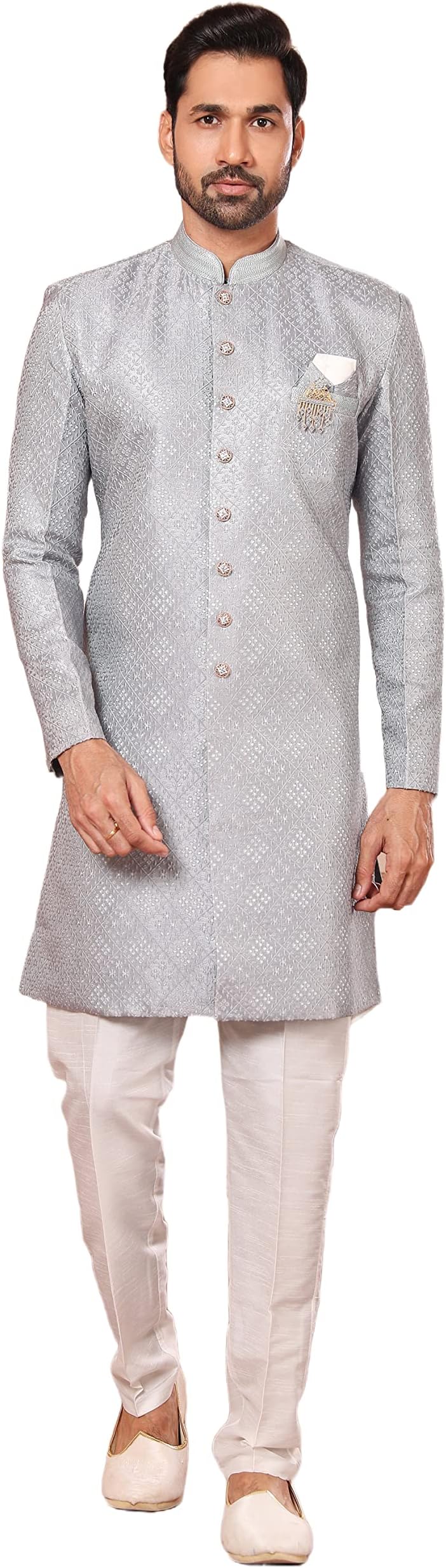 Lady Dwiza Indian Pakistani Ethnic Party Wear Semi Indo-Western Men's Wedding Sherwani for Groom